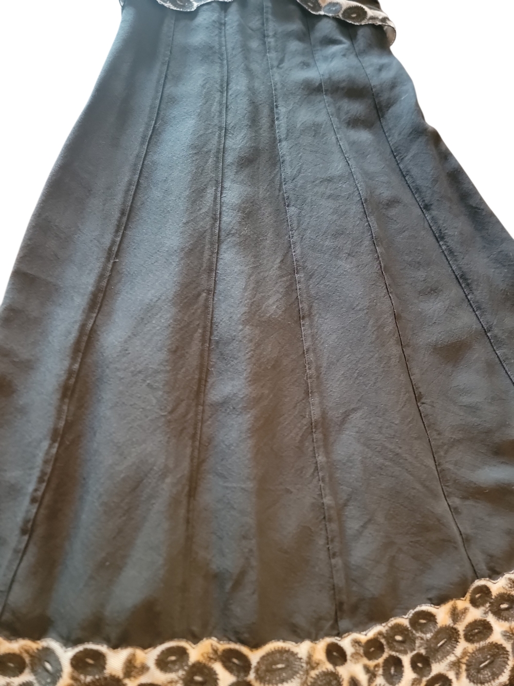Catherine Malandrino Black Silk Slip Dress Lace Trim Boho Y2K Designer Midi XS - Picture 6 of 8